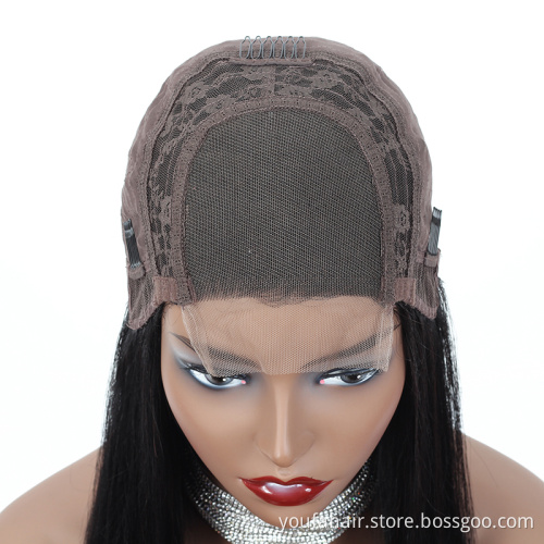 Good Quality Brazilian Hair Lace Closure Wig 4*4, Cuticle Aligned Remy Hair Natural Color Straight Wave Lace Front Wig Wholesale